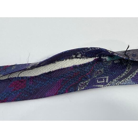 Vintage Coogi Australia Silk Necktie Extra Long 65" Purple Abstract Retro READ - Picture 5 of 6